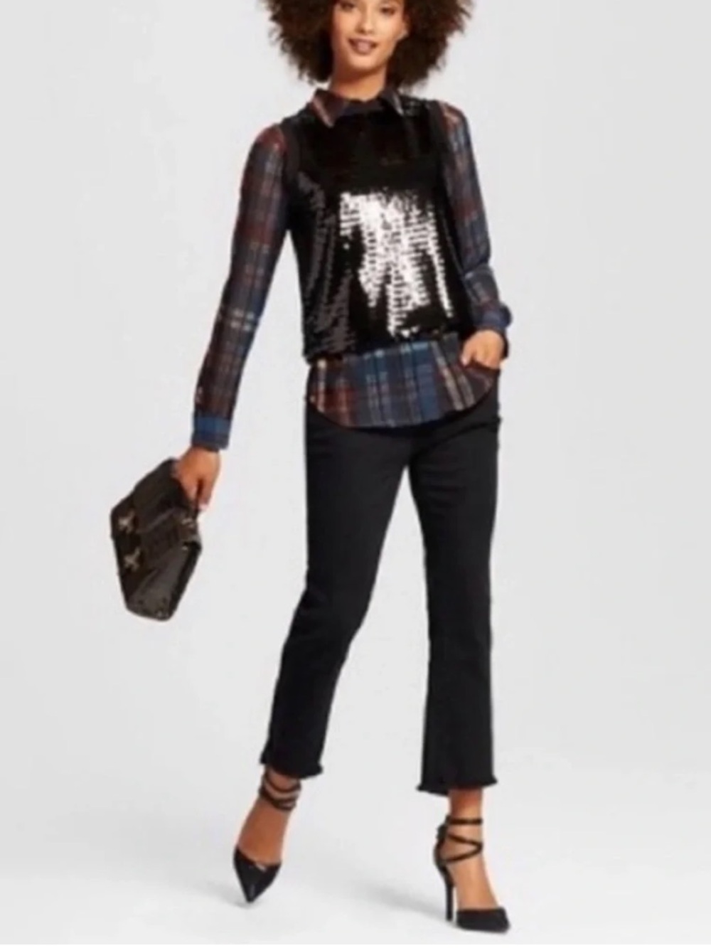 BAKU black cropped tulip hem raw edge jeans sz 16